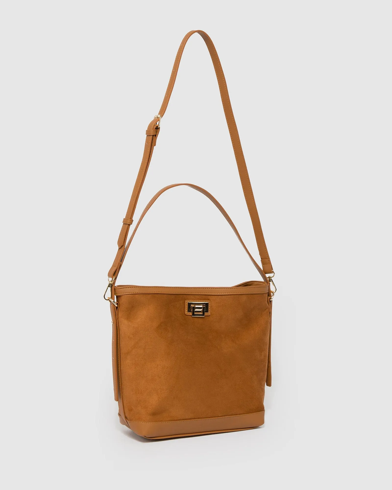 Brown Zoey Lock Bucket Bag