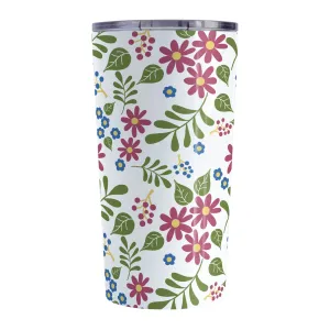 Burgundy Blue Green Flowers Pattern Tumbler Cup