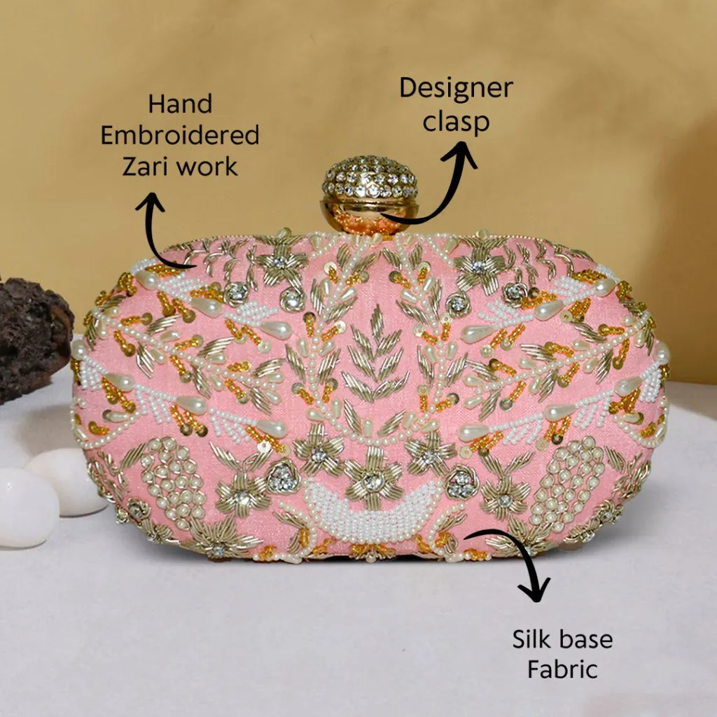 Capsule Zari Clutch | Pink