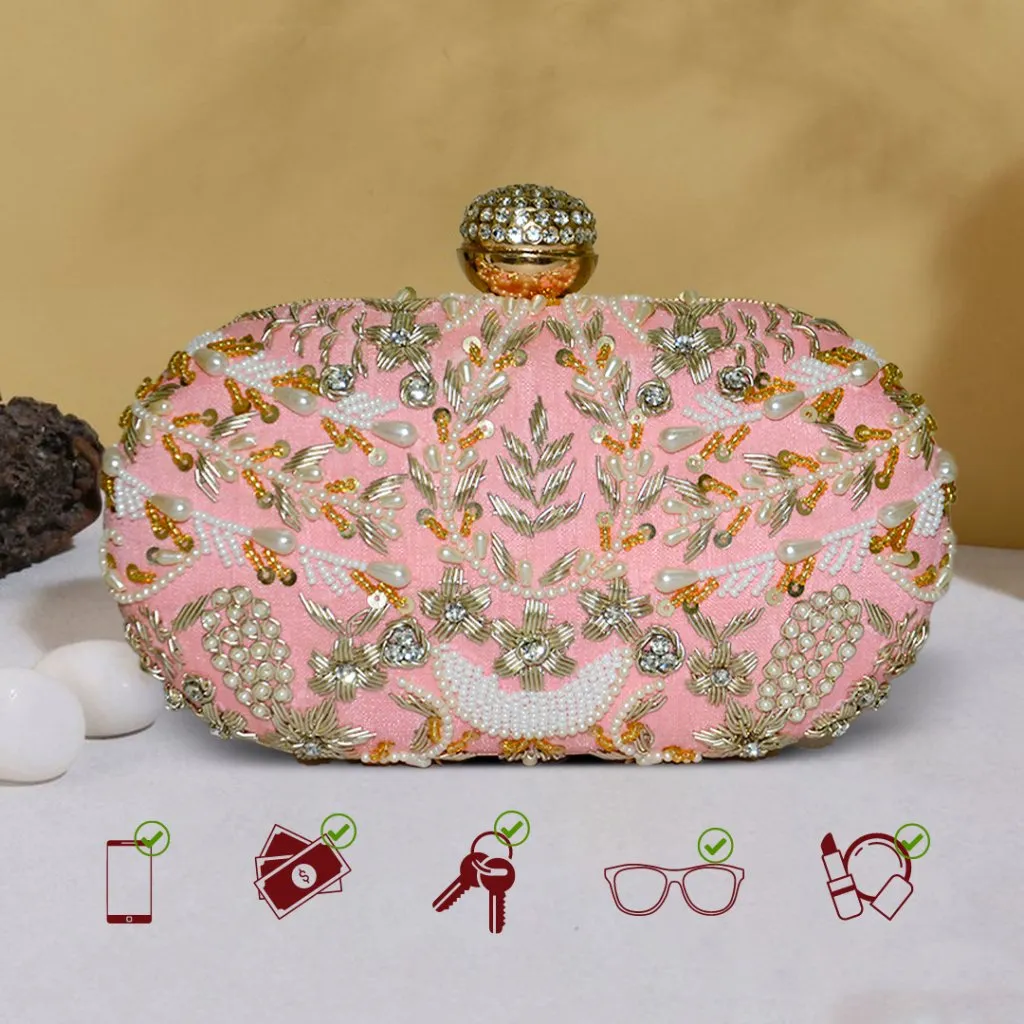 Capsule Zari Clutch | Pink