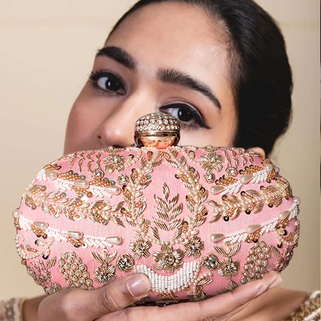 Capsule Zari Clutch | Pink