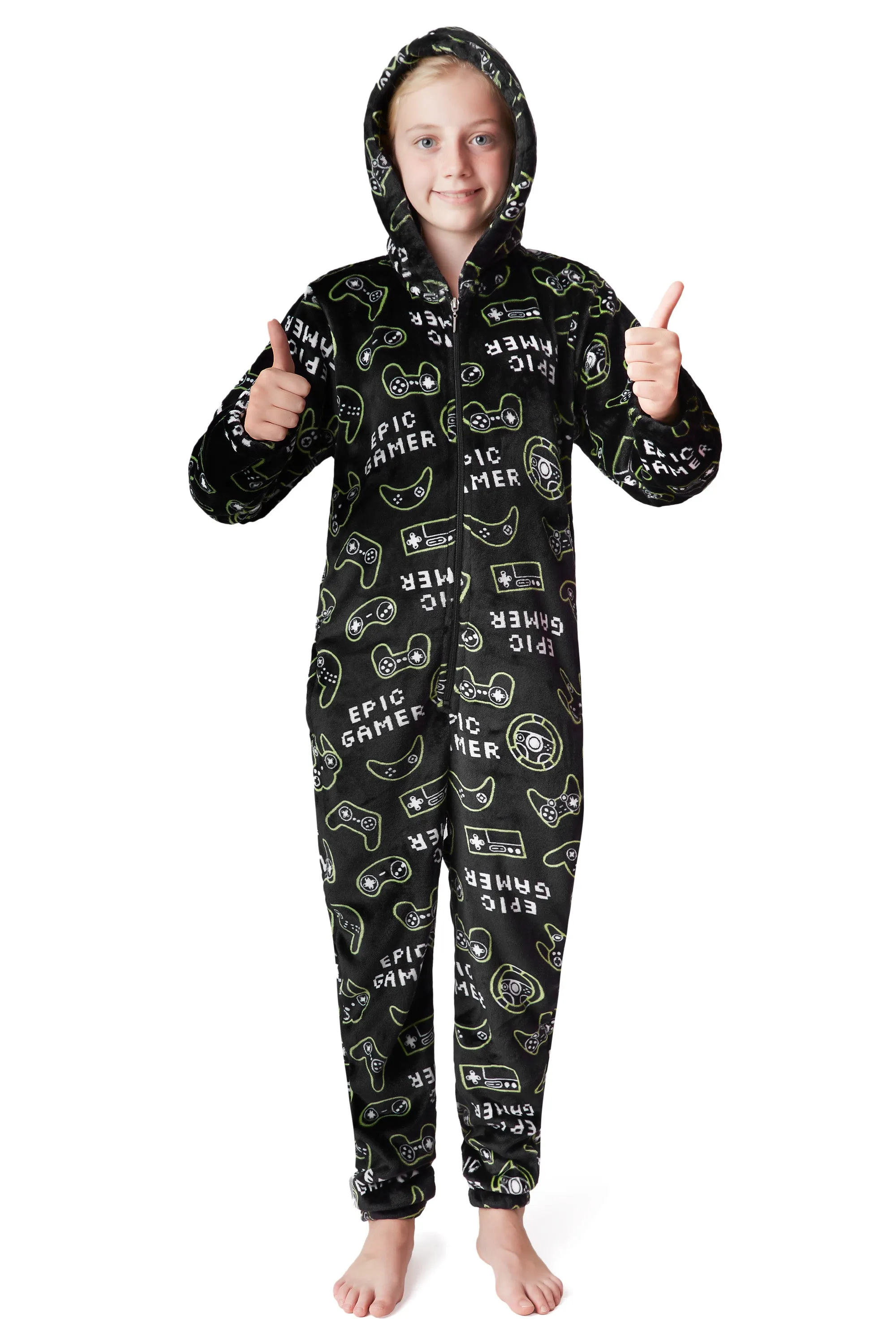 CityComfort Onesies for Boys, Fluffy Fleece Pyjamas for Kids and Teenage Boys Girls, Gaming Onesie, Camo Onesie, Warm Winter Kids PJs 7-14 Years