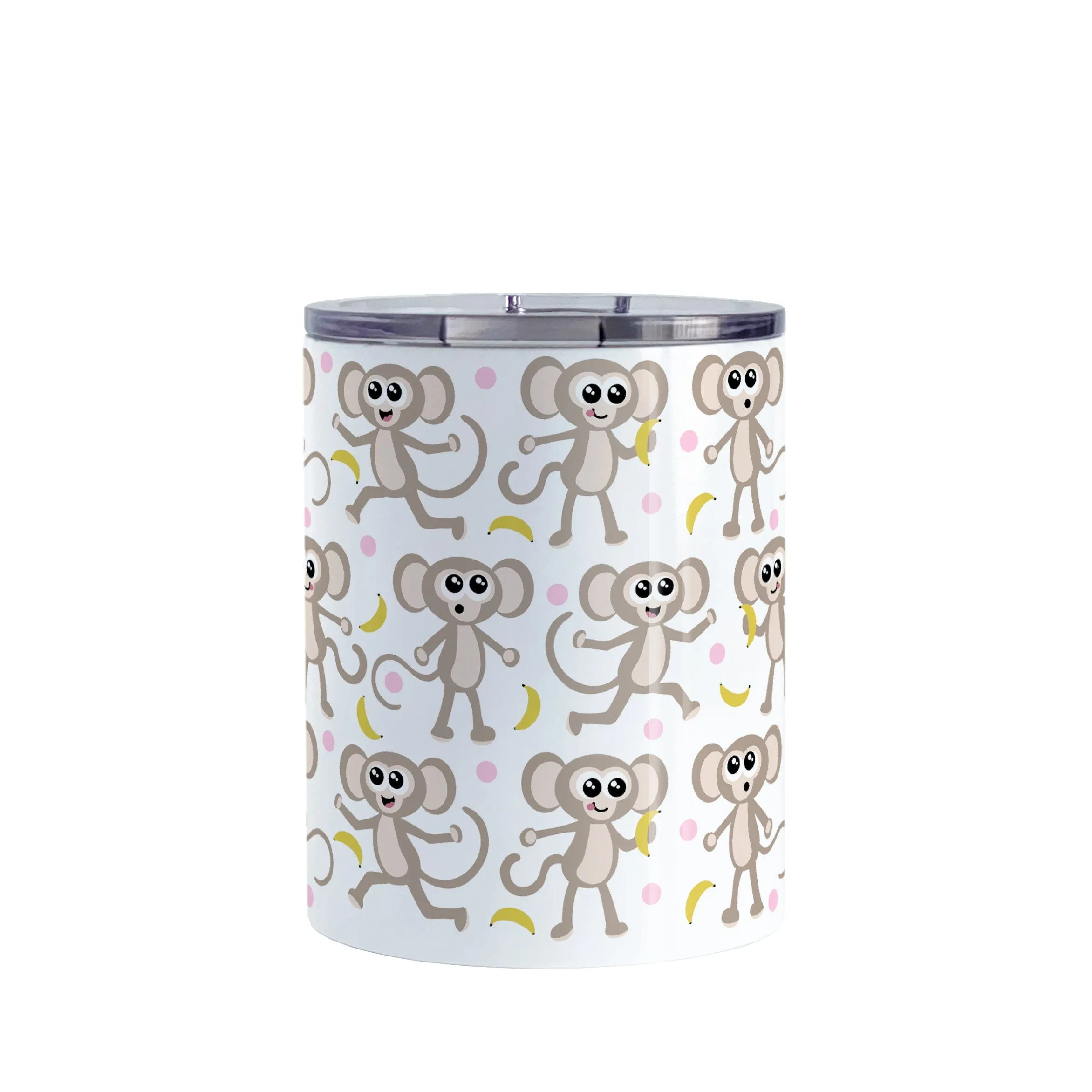 Cute Monkey Pattern with Pink Dots Tumbler Cup