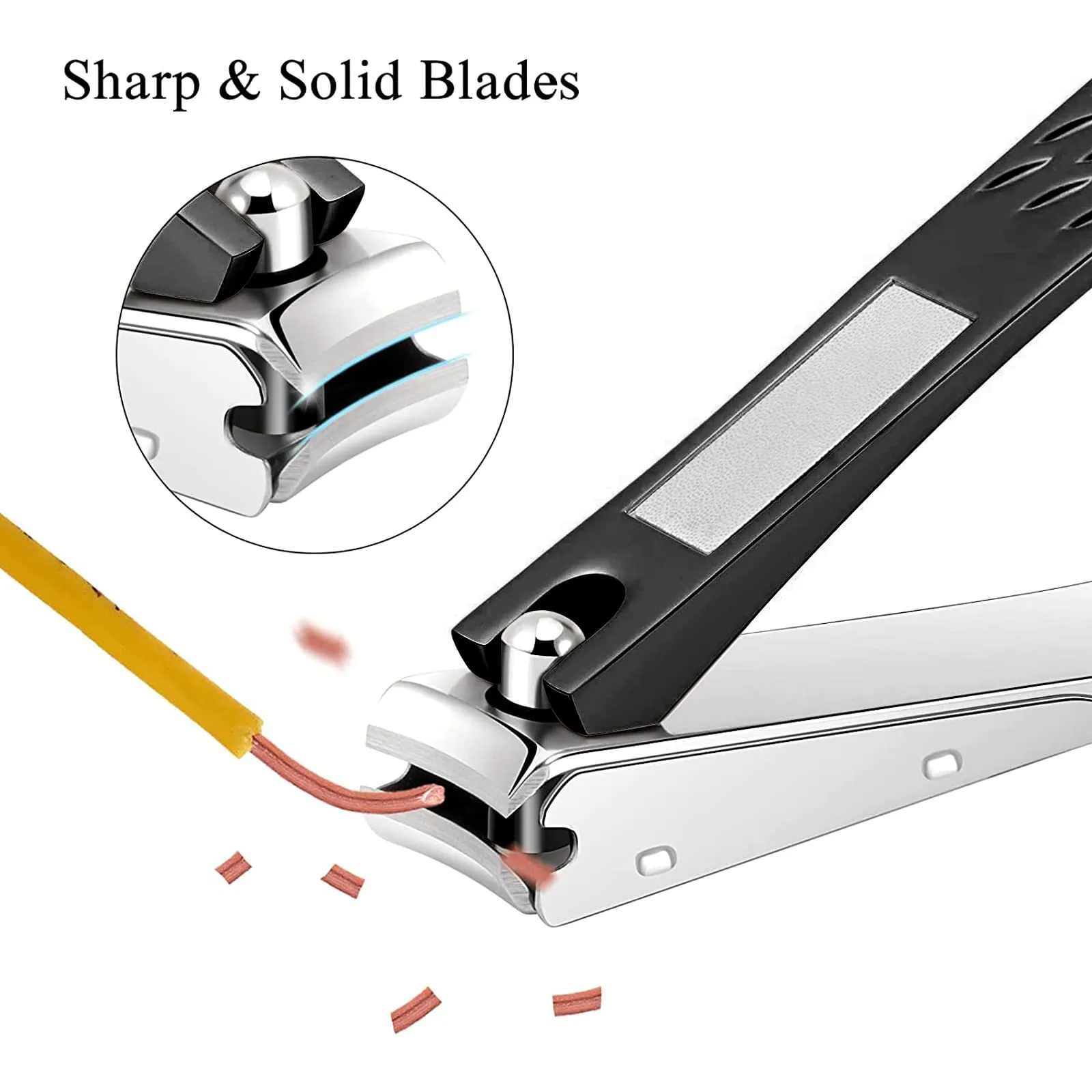 Diesisa Nail Clippers with Catcher, No Splash Fingernail Clippers for Women Premium Stainless Nail Cutter Trimmer for Men Women Seniors 4 Pack (Black-4 Pack)