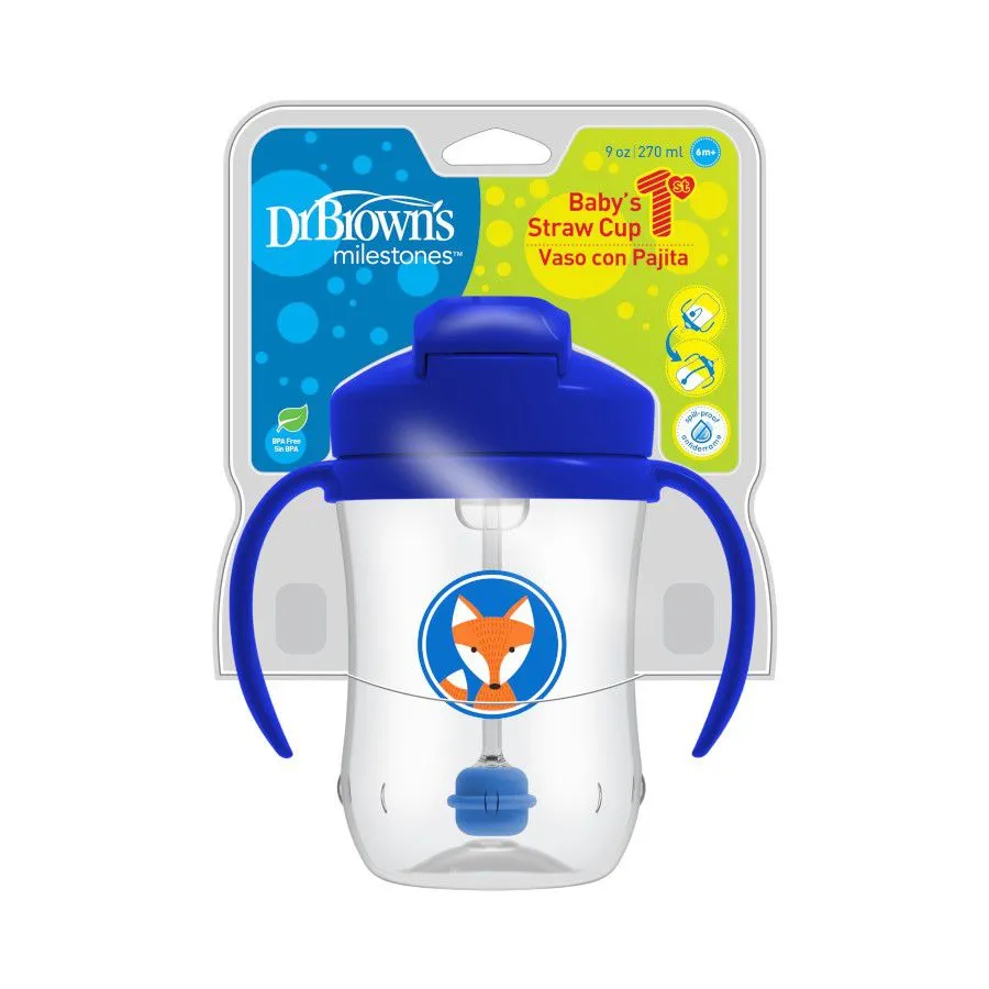 Dr. Brown’s® Baby’s First Straw Cup, 250ml (6m ) - Blue