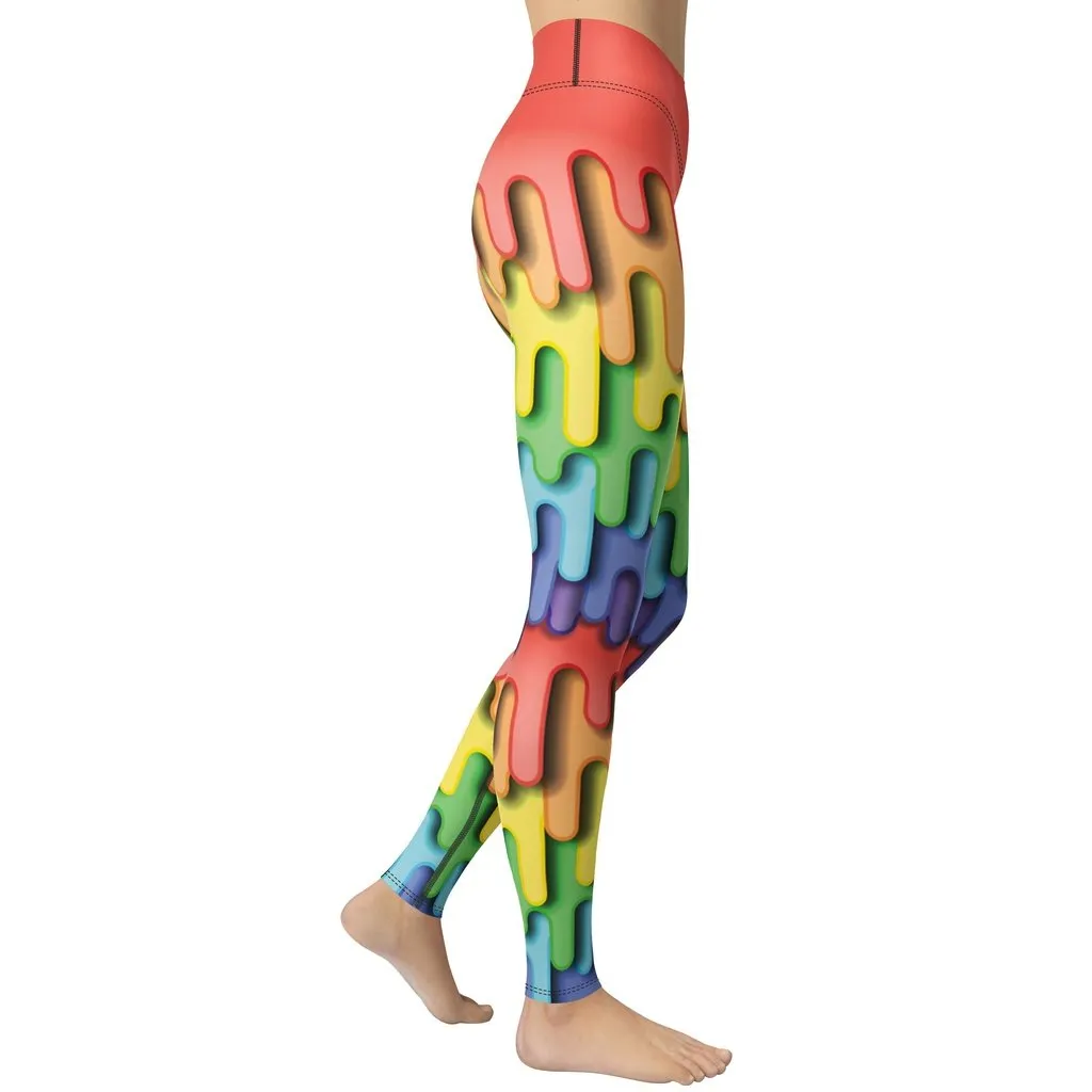 Dripping Rainbow Yoga Leggings
