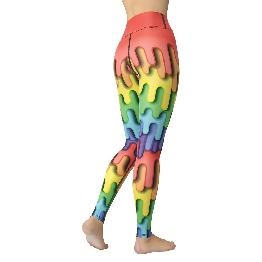 Dripping Rainbow Yoga Leggings