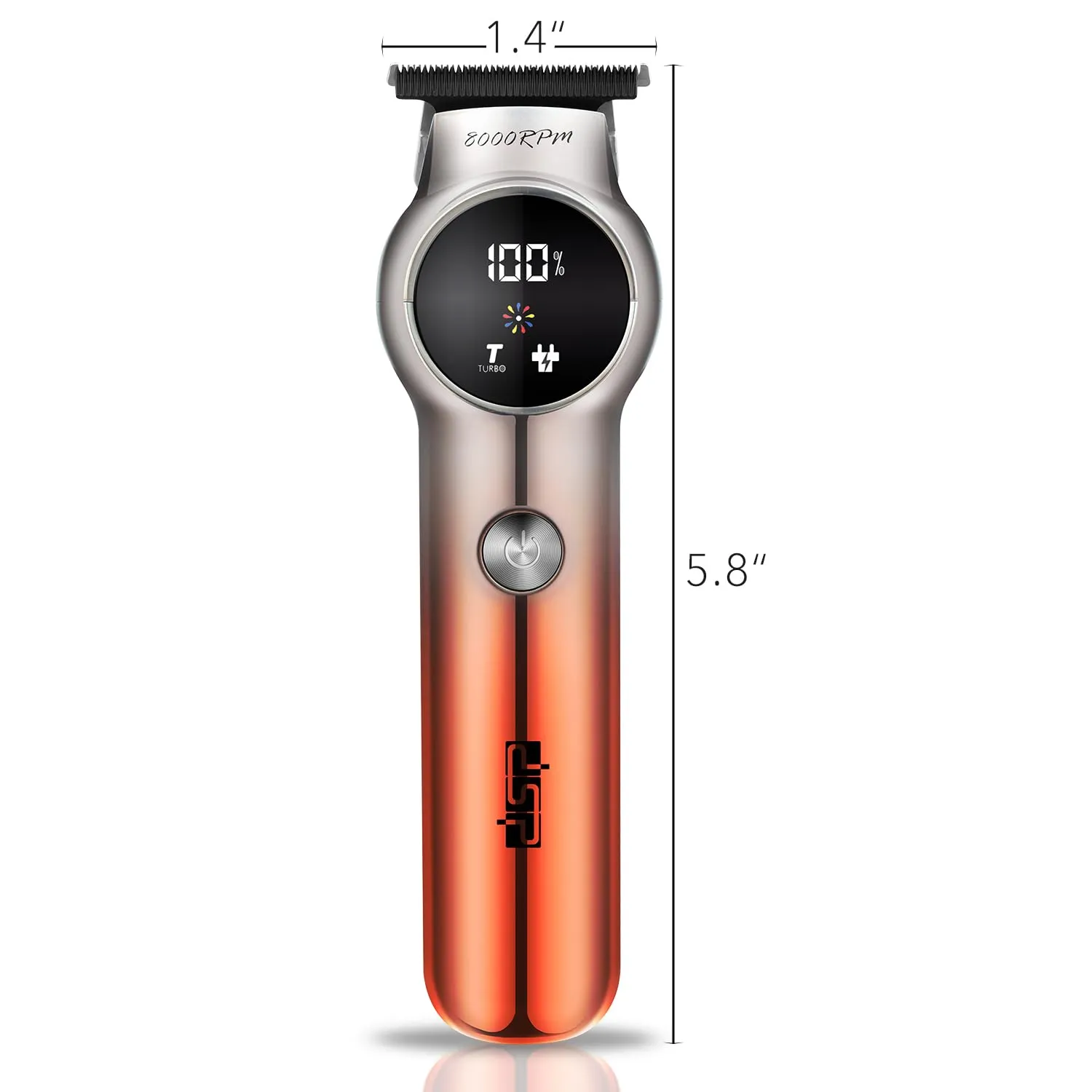 DSP Zero Gap Trimmer for Men, Hair Trimmer for Men, Clippers for Hair Cutting, Turbo Speed, Cordless Clippers for Men, USB C, 8000 RPM, Fast Charging, LED Display (Red)