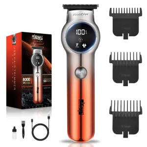 DSP Zero Gap Trimmer for Men, Hair Trimmer for Men, Clippers for Hair Cutting, Turbo Speed, Cordless Clippers for Men, USB C, 8000 RPM, Fast Charging, LED Display (Red)