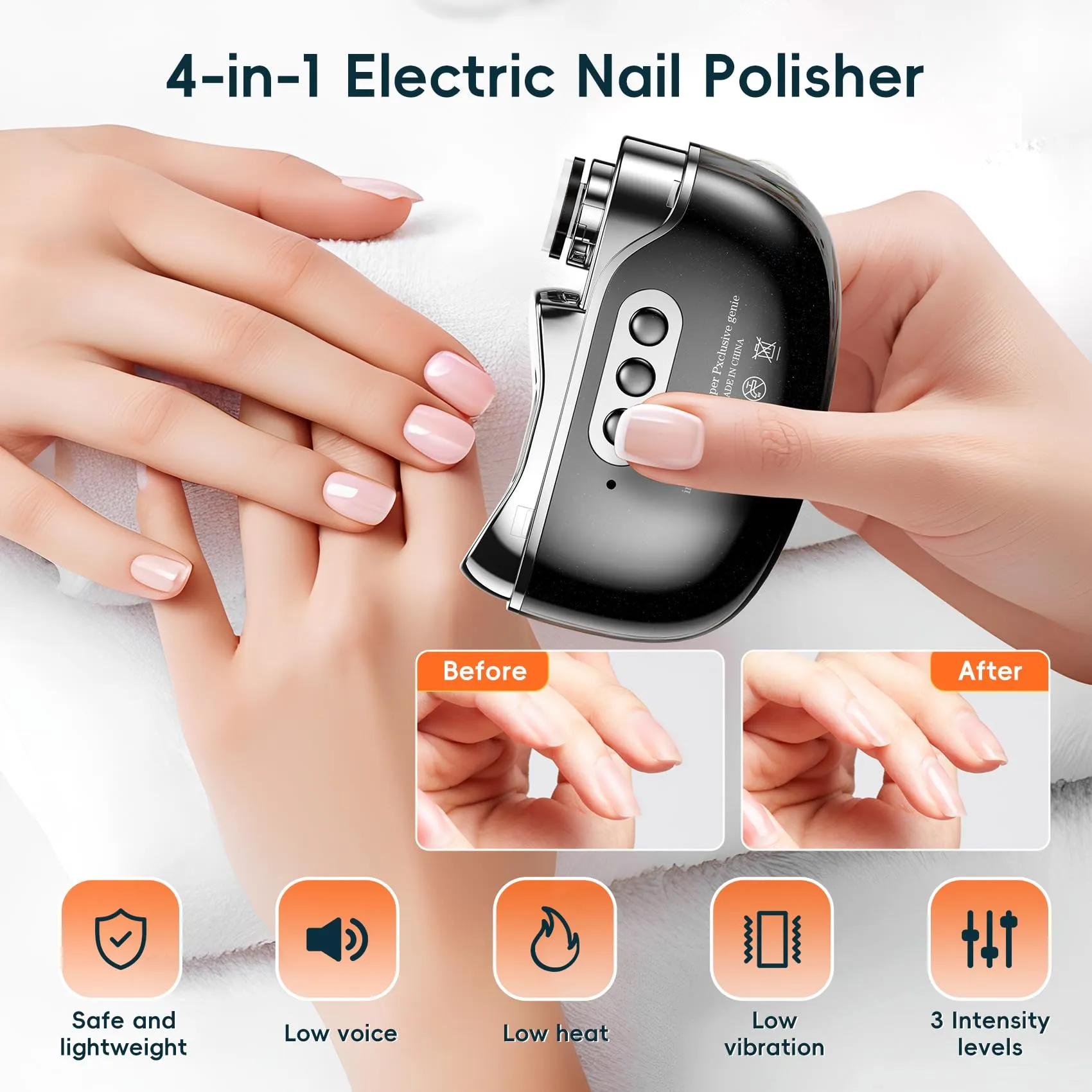 Electric Nail Clipper-3 in 1 Baby Nail Trimmer with Light & 3 Speeds, Fingernail Trimmer, Polisher & Clip Storage, USB Rechargeable Automatic Nail File for Baby, Kids, Adult Gift(Black)