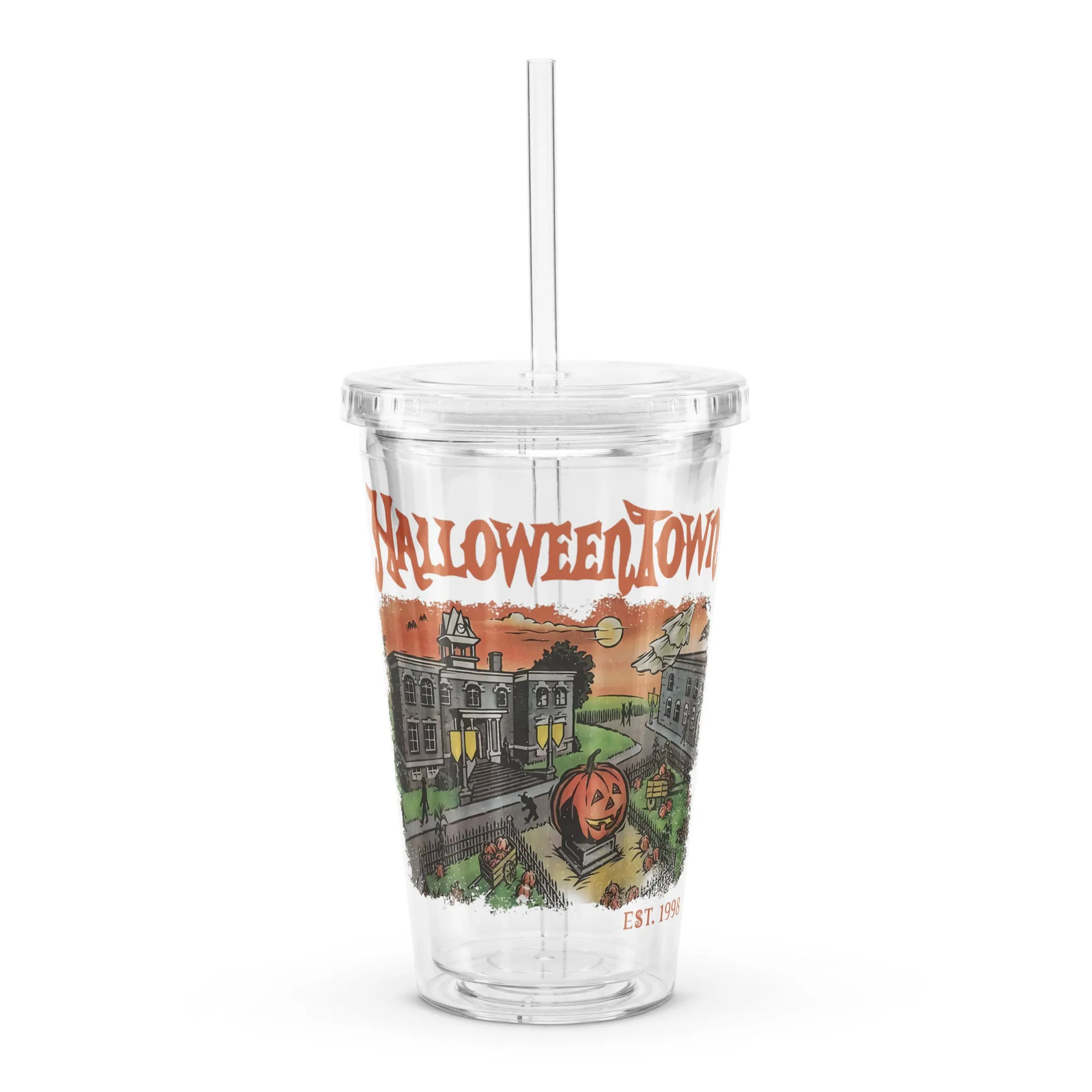 Halloweentown Clear plastic tumbler