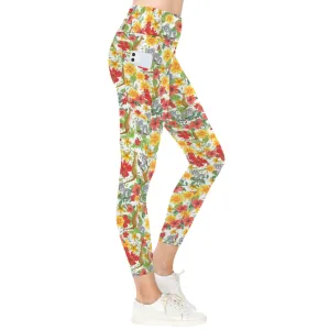 Hawaiian Australian White Leggings with Pockets up to 5 XL (FWS)
