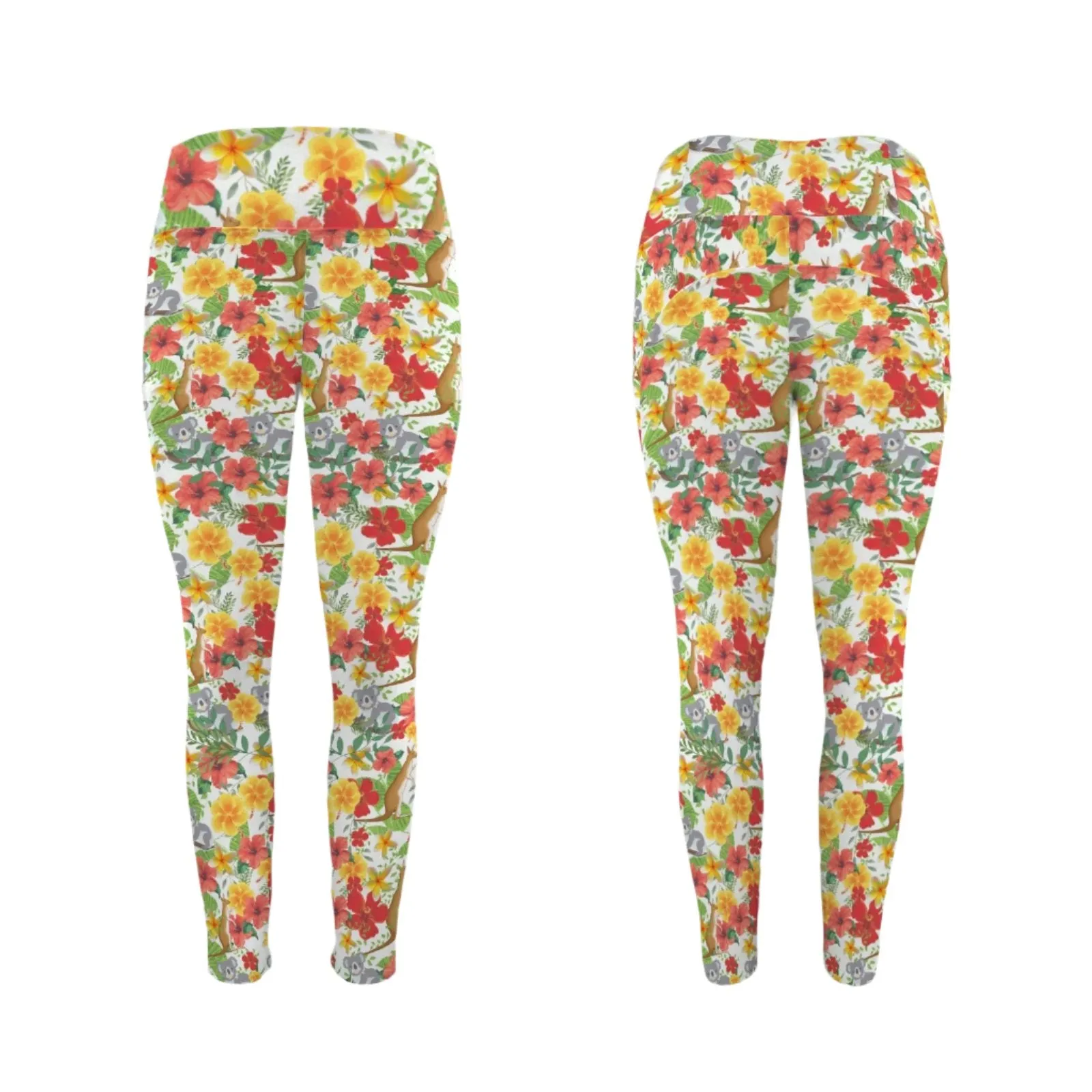 Hawaiian Australian White Leggings with Pockets up to 5 XL (FWS)