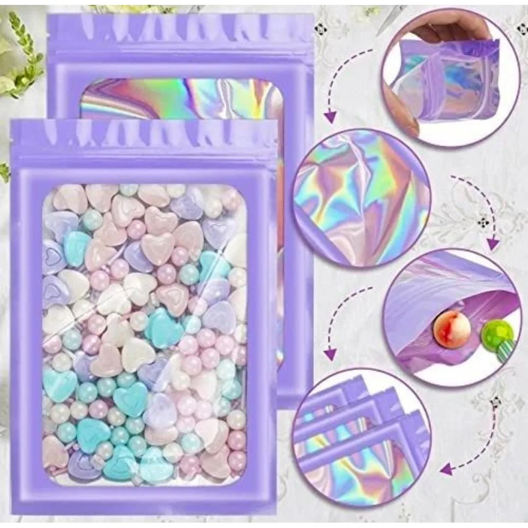 Holographic Resealable Bags 20x30cm Clear Window 10pack