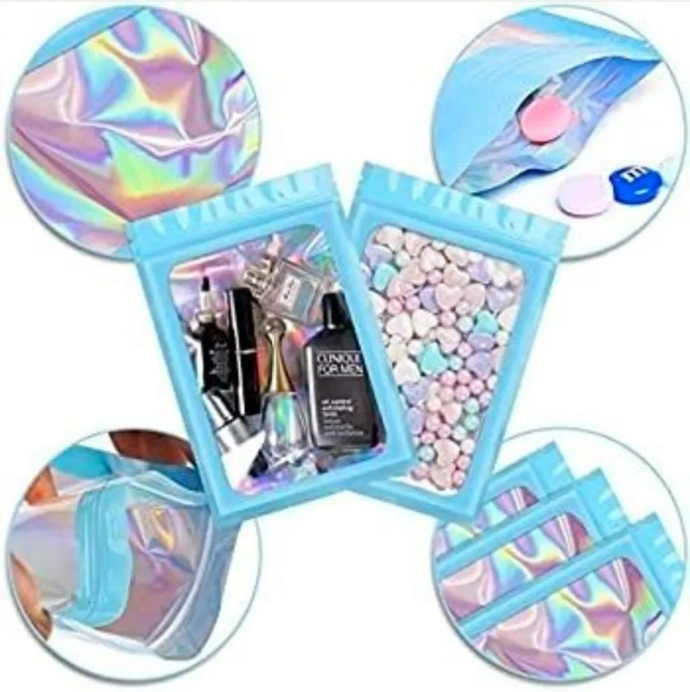 Holographic Resealable Bags 20x30cm Clear Window 10pack