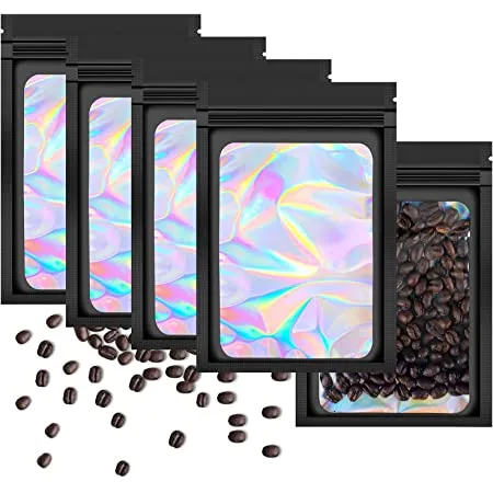 Holographic Resealable Bags 7x10cm Clear Window with Euro Punch Loop Hanging Hole 10pack
