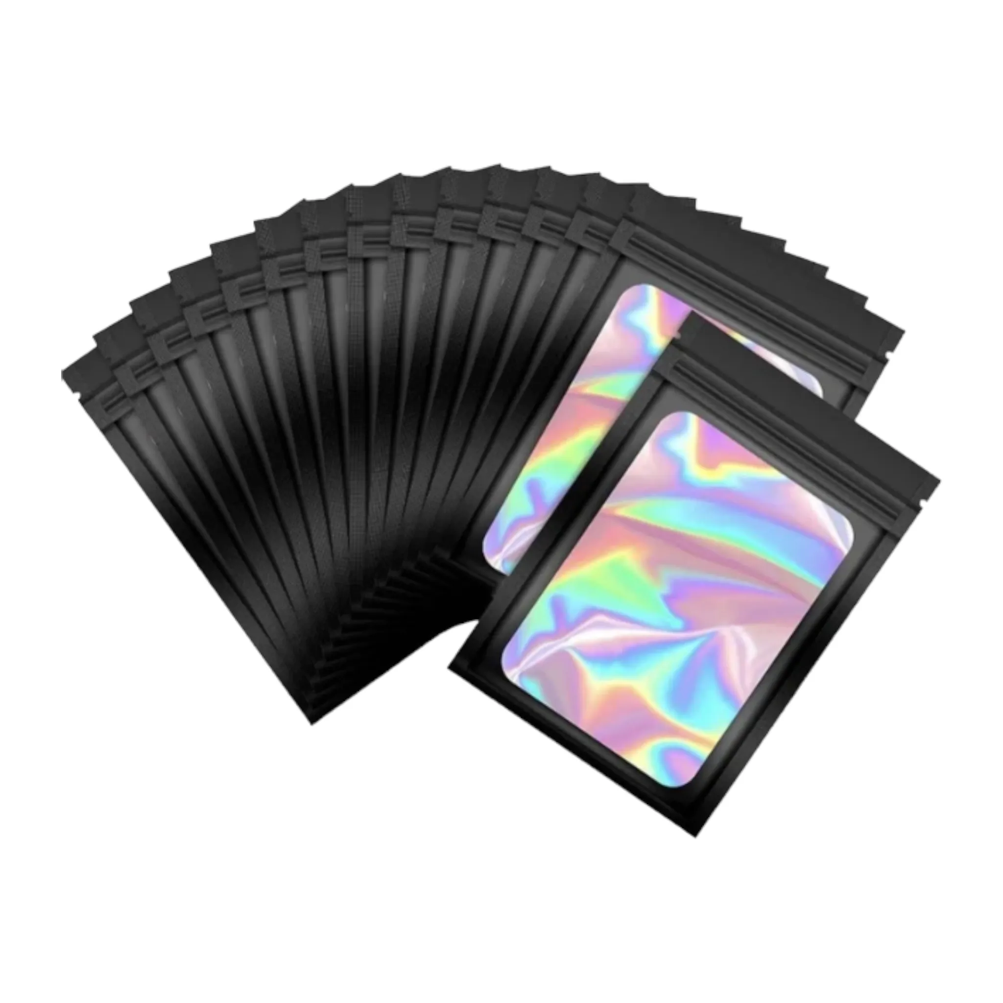Holographic Resealable Bags 7x10cm Clear Window with Euro Punch Loop Hanging Hole 10pack