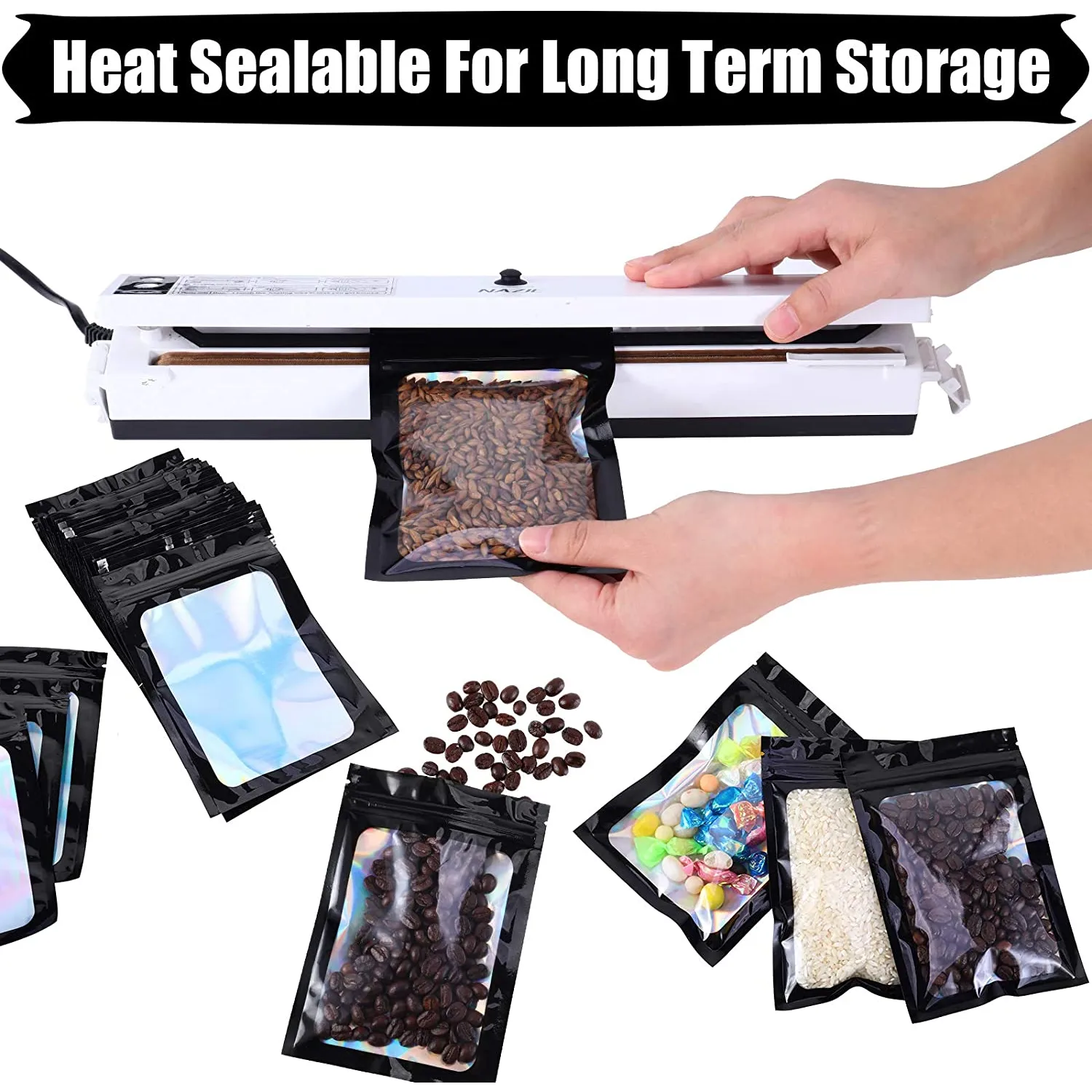 Holographic Resealable Bags 7x10cm Clear Window with Euro Punch Loop Hanging Hole 10pack