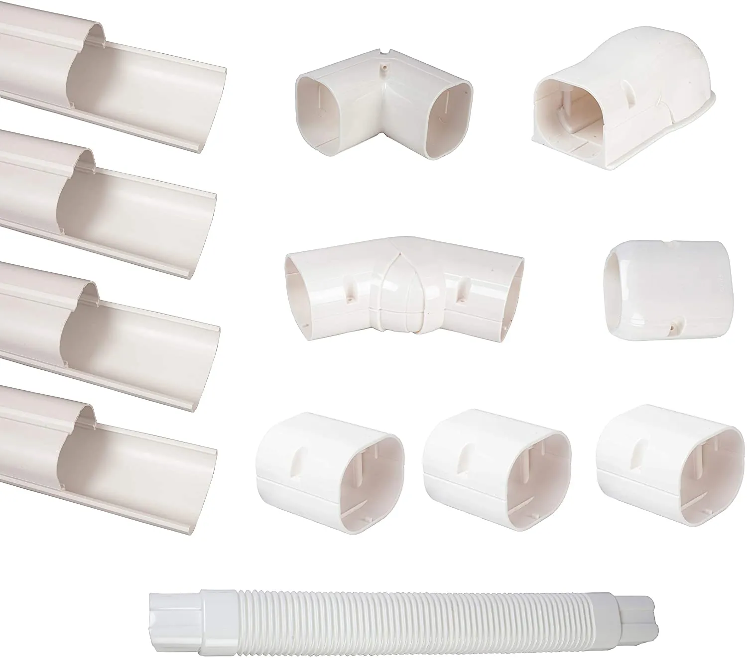 HVAC Premium ABS Plastic Decorative Line Set Cover Variant Socket for Ductless Mini Split Air Conditioners - Pipe Cover - 4" - Beige