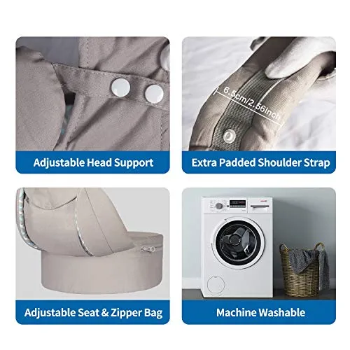 Labi Premium Cotton Baby Carrier with Adjustable Bucket Seat, Ergonomic All Position Baby Backpack with Tuck Away Hood, One of The Most Comfortable Baby Carrier Wrap for Infant & Toddler