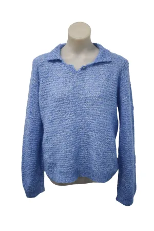 Lightweight baby blue handknit jumper, S