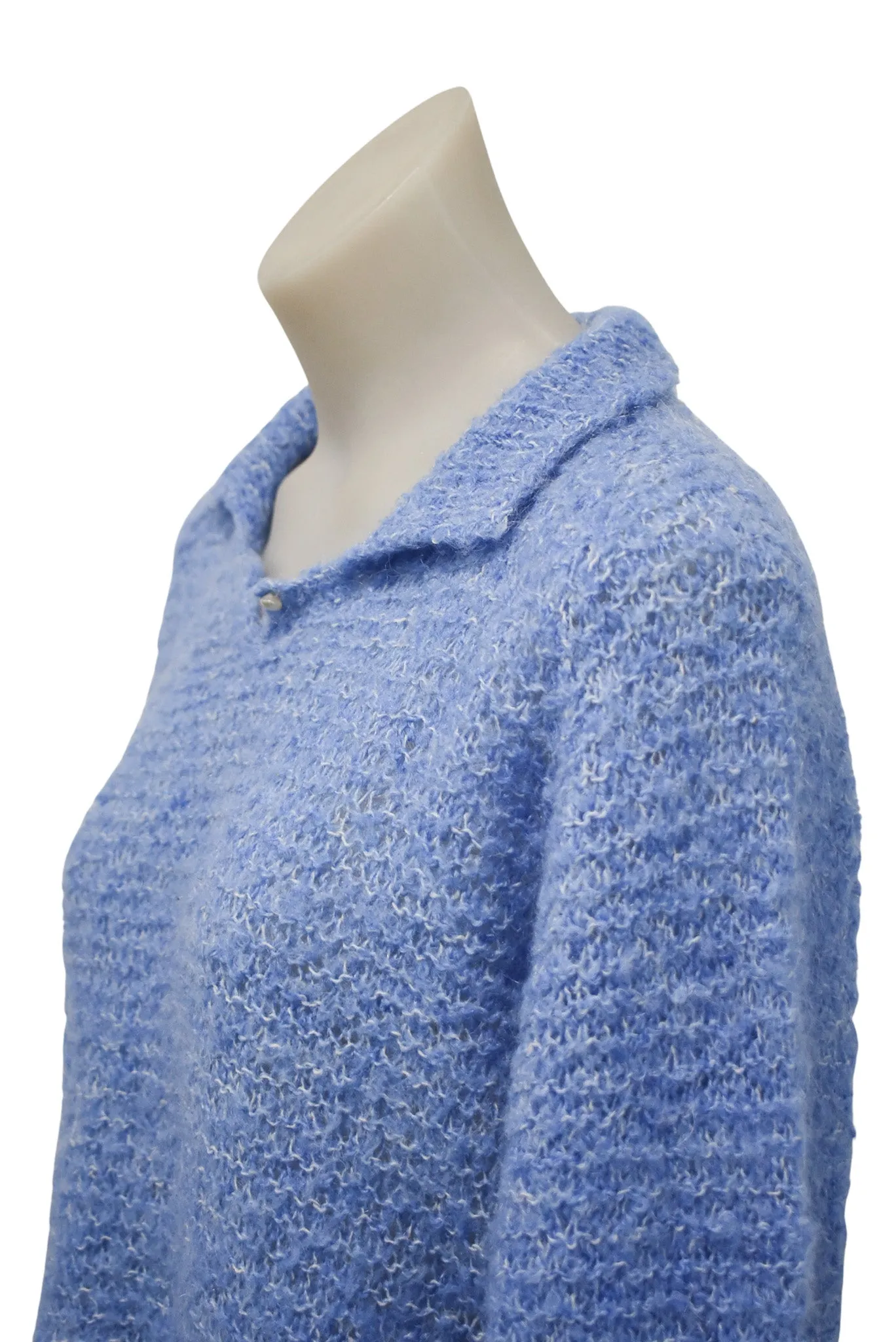 Lightweight baby blue handknit jumper, S