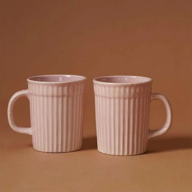 Limso Ribbed Mugs (Pink) - Set Of Two