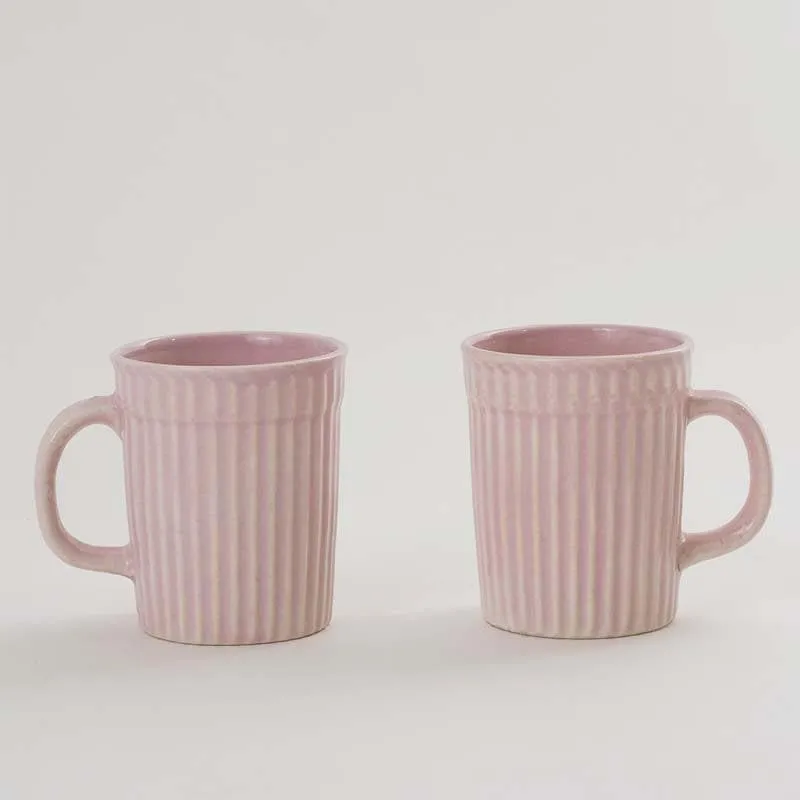 Limso Ribbed Mugs (Pink) - Set Of Two