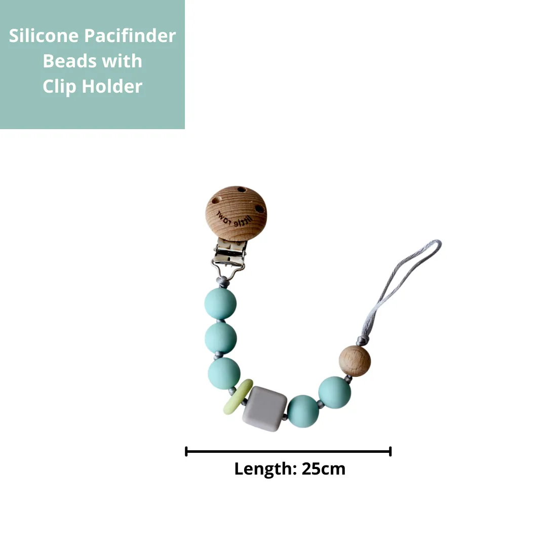Little Rawr Silicone Pacifinder Beads with Clip Holder - Blue