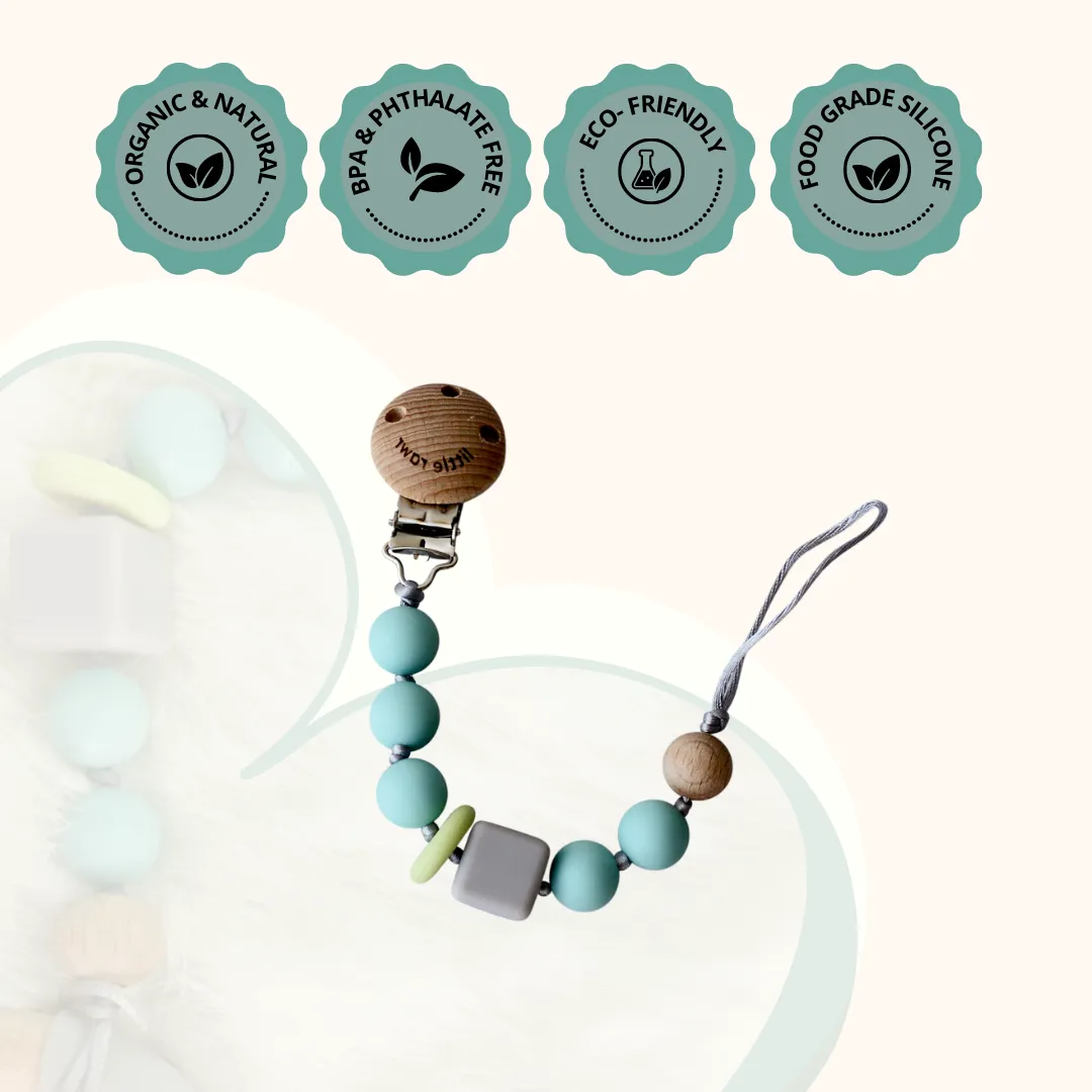 Little Rawr Silicone Pacifinder Beads with Clip Holder - Blue