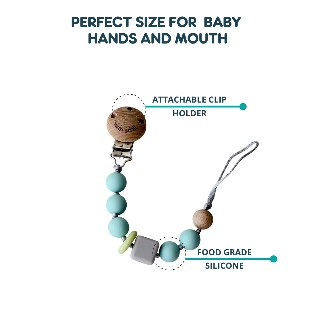 Little Rawr Silicone Pacifinder Beads with Clip Holder - Blue
