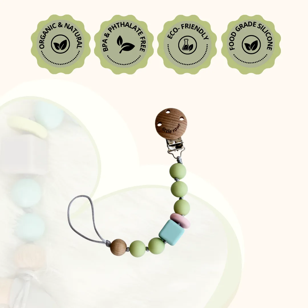 Little Rawr Silicone Pacifinder Beads with Clip Holder - Green