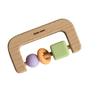 Little Rawr Wood   Silicone Bead D Shape Teether Toy