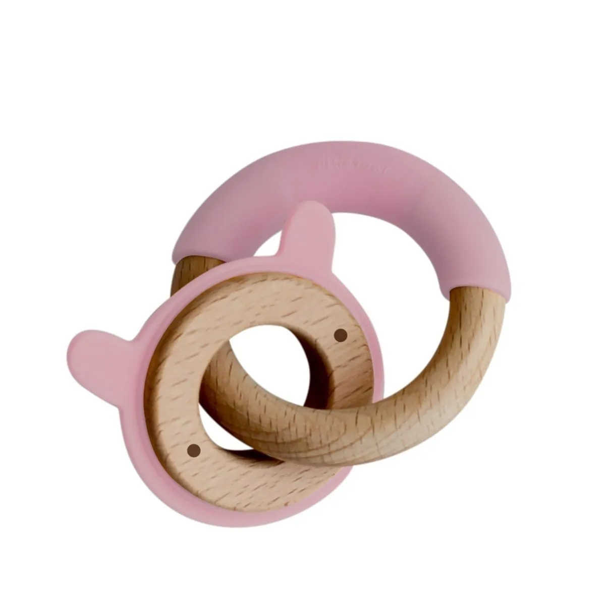 Little Rawr Wood   Silicone Disc & Ring Teether-Rabbit(Pink)
