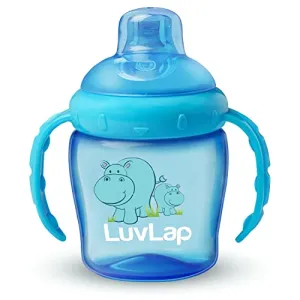 LuvLap Hippo Spout Sipper for Infant/Toddler, 225ml, Anti-Spill Sippy Cup with Soft Silicone Spout BPA Free, 6m  (Blue)