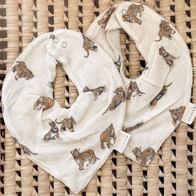 Milinane Set of 2 Bandana Bibs Tiger