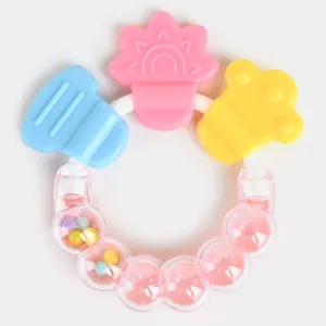 Multi Pattern Rattle & Silicon Teether | Pink