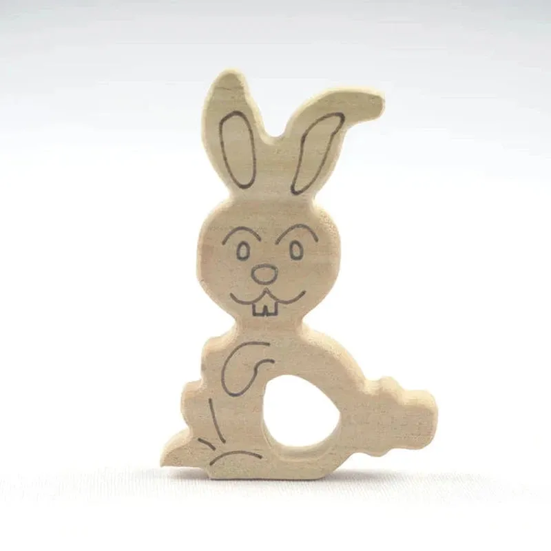 Neem Wood Teether - Bird   Elephant Face   Bunny