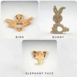 Neem Wood Teether - Bird   Elephant Face   Bunny