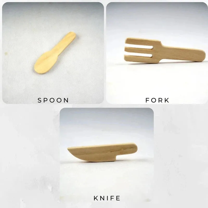 Neem Wood Teether - Spoon   Knife   Fork