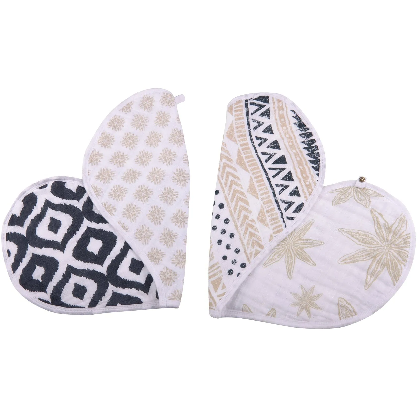 Newcastle Classics Boho Flower Heart Cotton Bibs 2-Pack