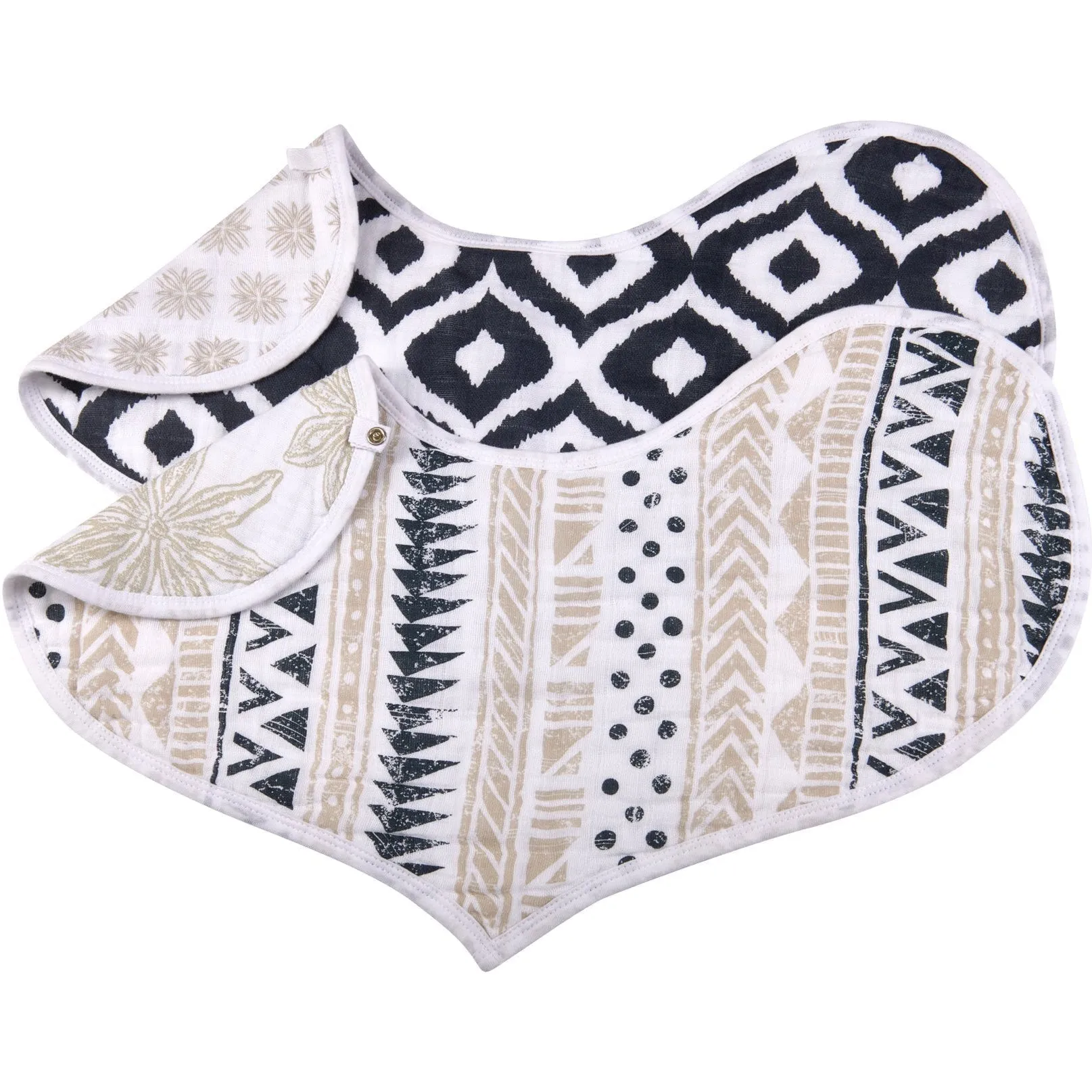Newcastle Classics Boho Flower Heart Cotton Bibs 2-Pack