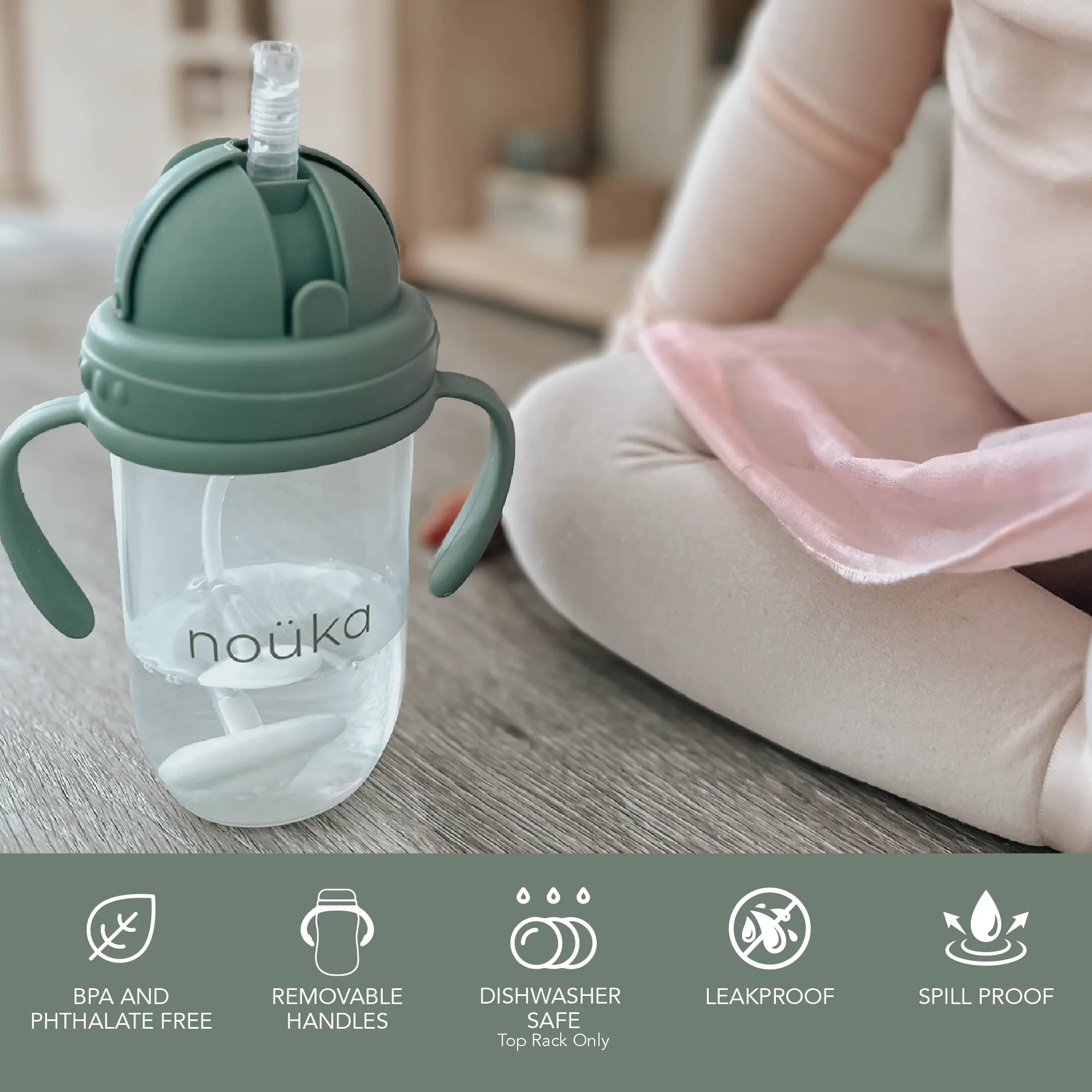 noüka Non-Spill Weighted Straw Cup 9 oz - Soft Sand