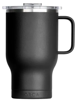 Orca Traveler Series TR24BK Coffee Mug, 24 oz, Whale Tail Flip Lid, Stainless Steel, Black, Insulated :EA: QUANTITY: 1