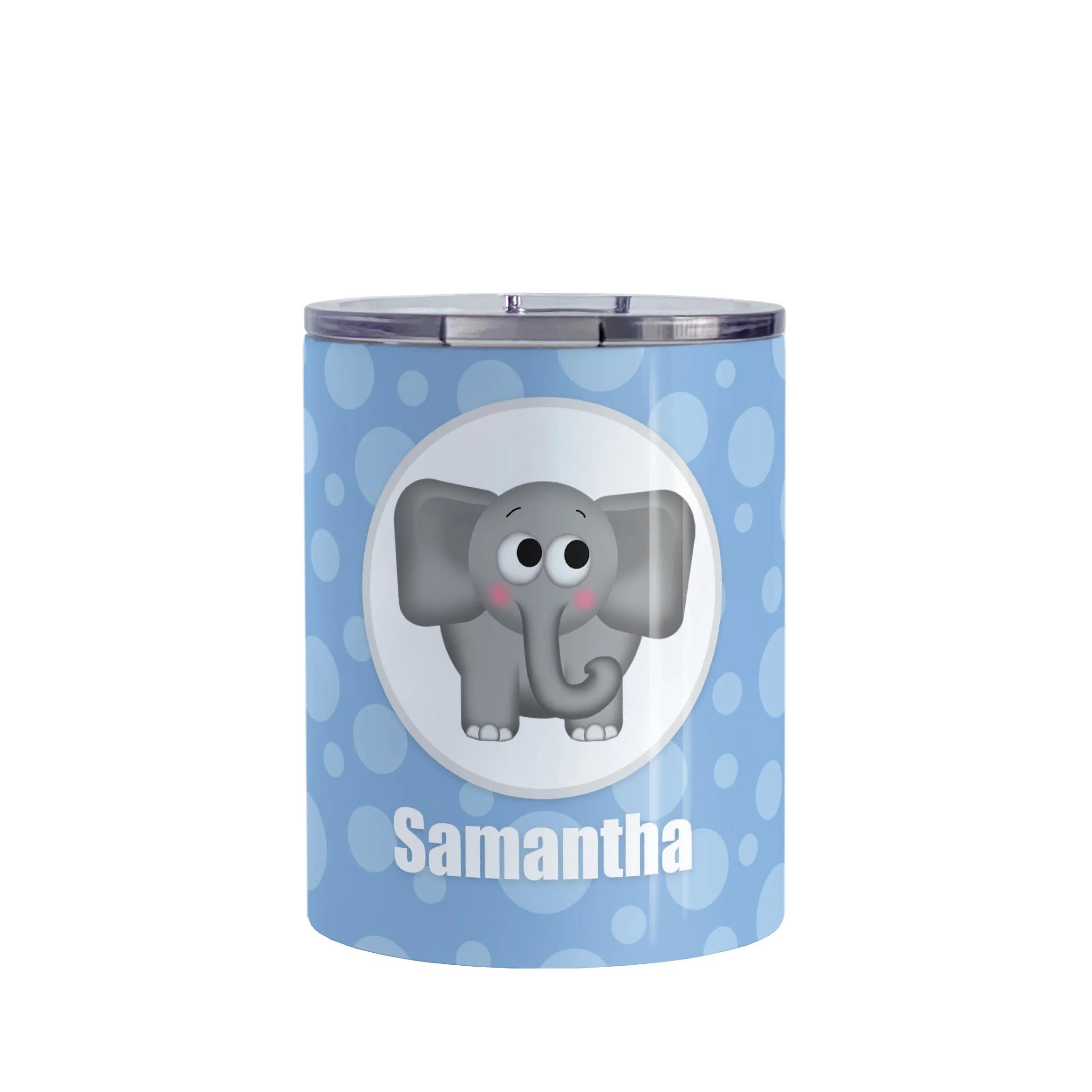 Personalized Cute Elephant Bubbly Blue Tumbler Cup