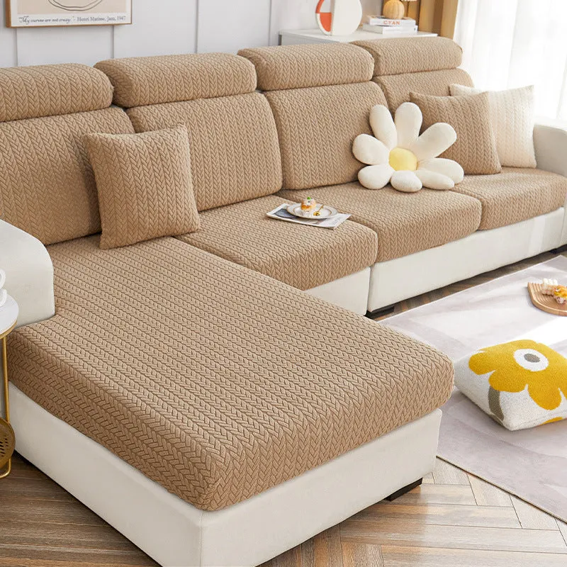 Pet-Friendly Small Wheat Pattern Sectional Couch Cover