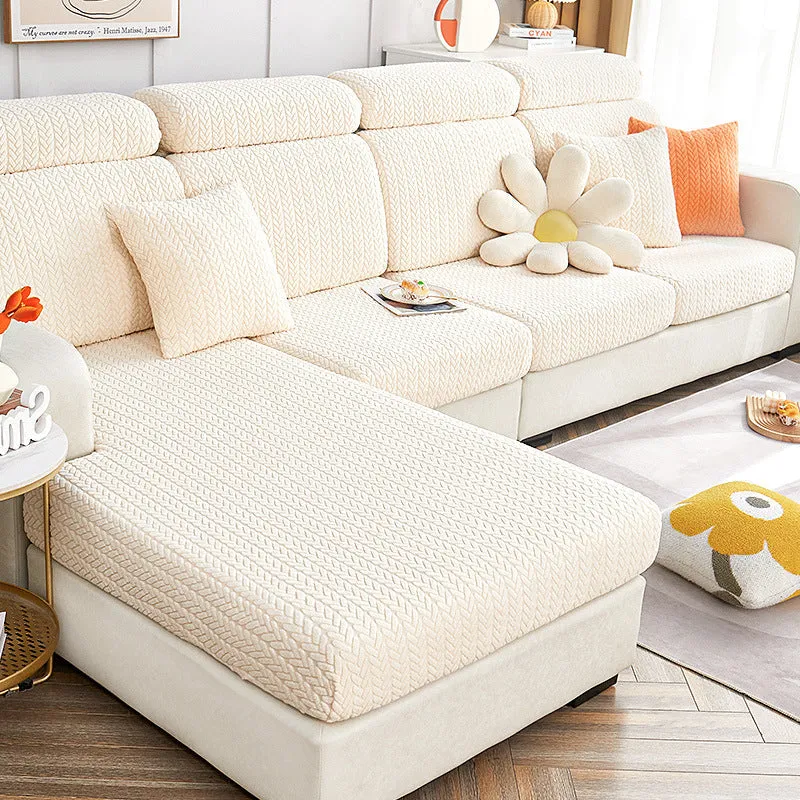 Pet-Friendly Small Wheat Pattern Sectional Couch Cover
