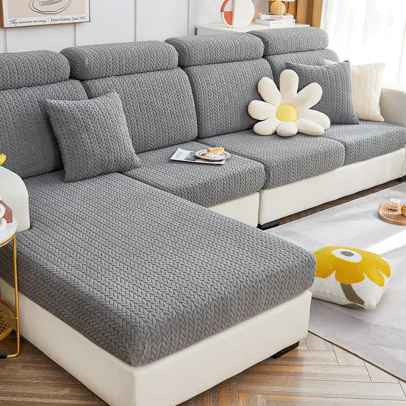 Pet-Friendly Small Wheat Pattern Sectional Couch Cover