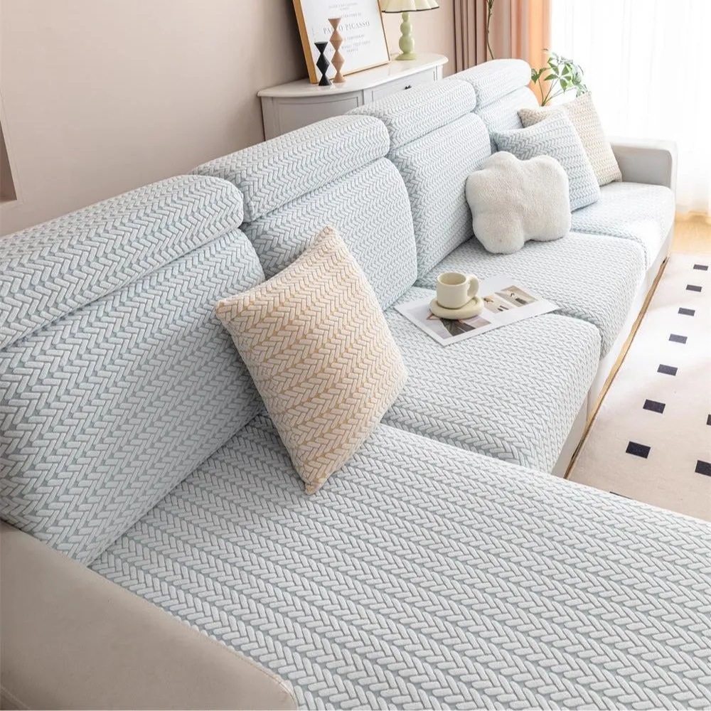 Pet-Friendly Small Wheat Pattern Sectional Couch Cover