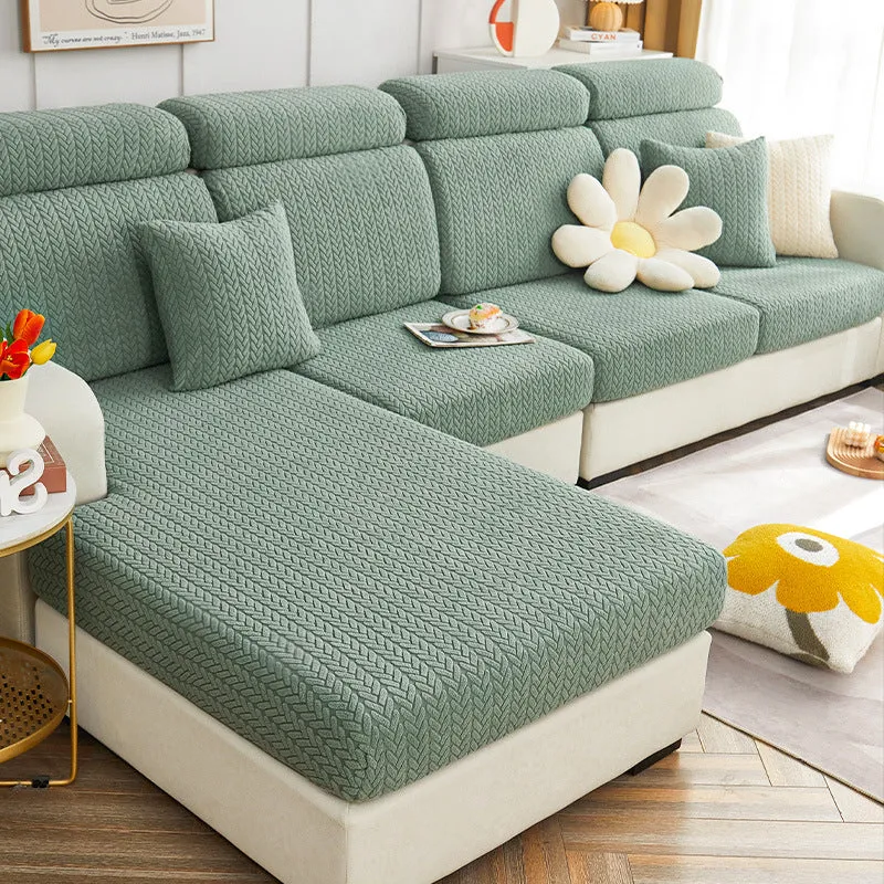 Pet-Friendly Small Wheat Pattern Sectional Couch Cover